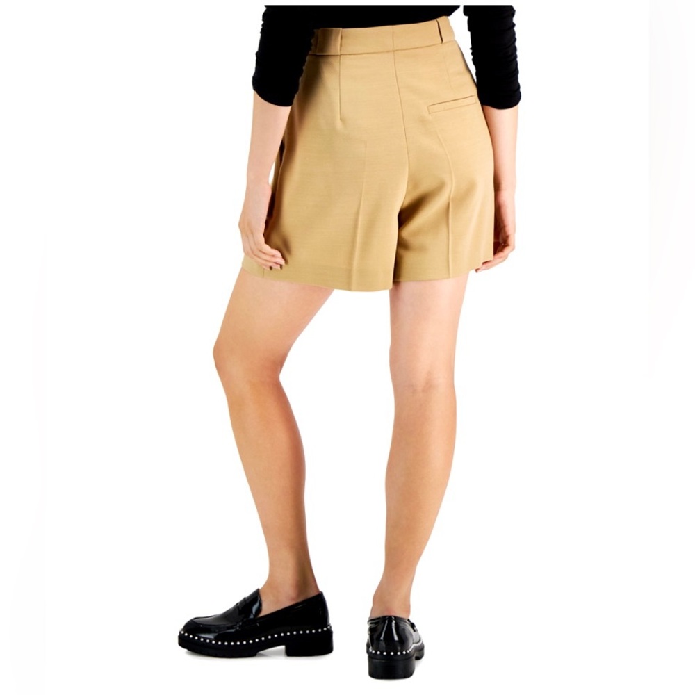BOSS Women's Solid-Color High-Rise Pleated Trouser Shorts